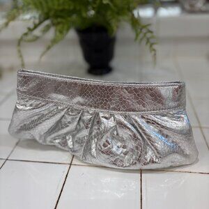 Steve Madden silver snakeskin clutch handbag